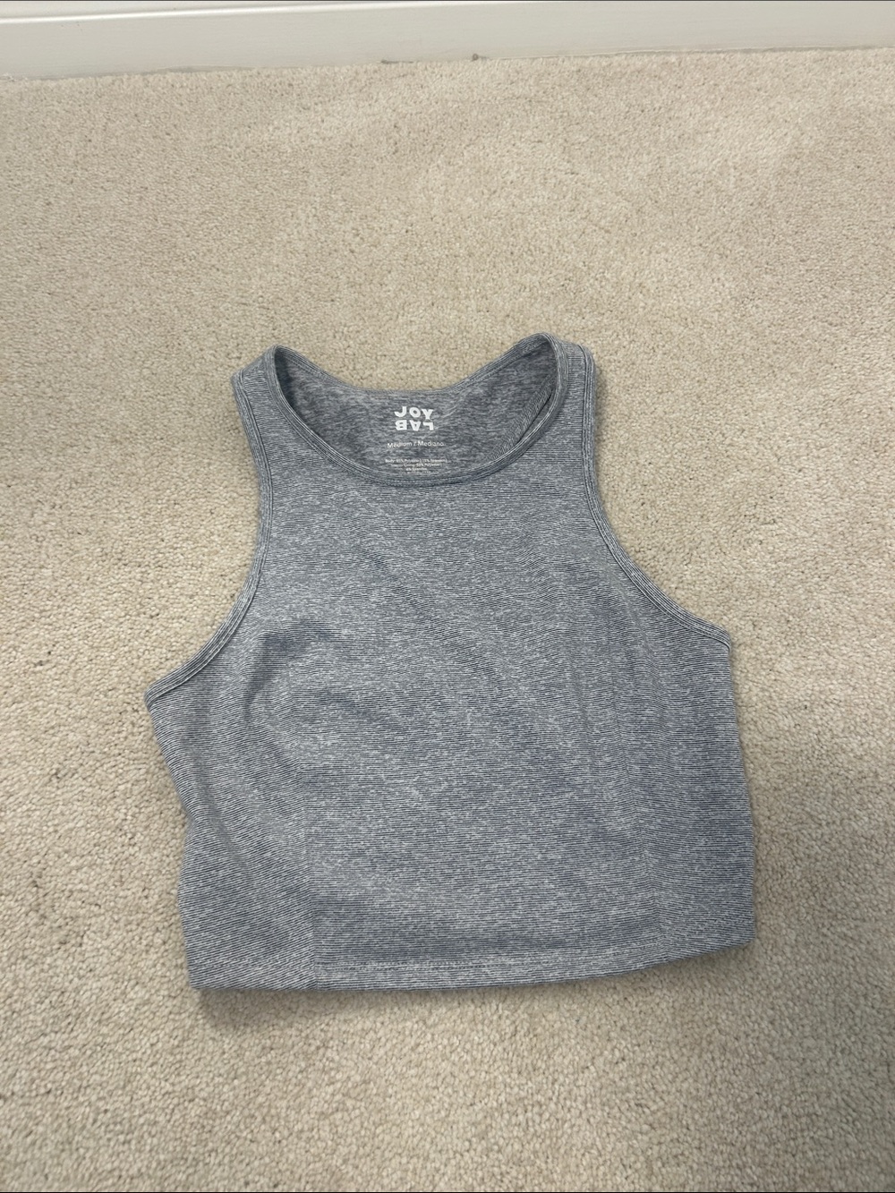 JoyLab Heather Gray High Neck Racerback Crop Tank